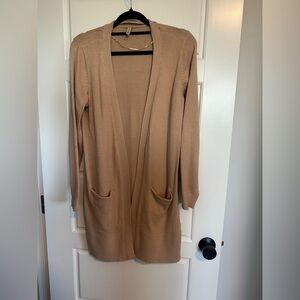 Soya Concept Tan/Rose Knit Cardigan Sweater Long Sleeve